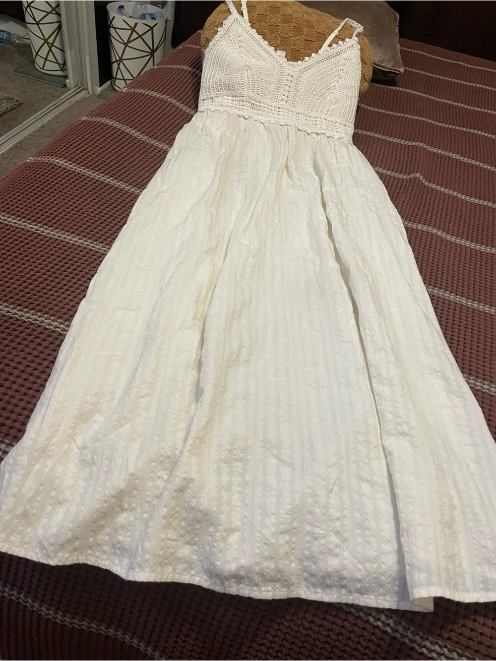 Old Navy Cream Crochet Bodice Maxi Dress